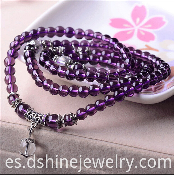 Multilayers Amethyst Crystal Bracelet